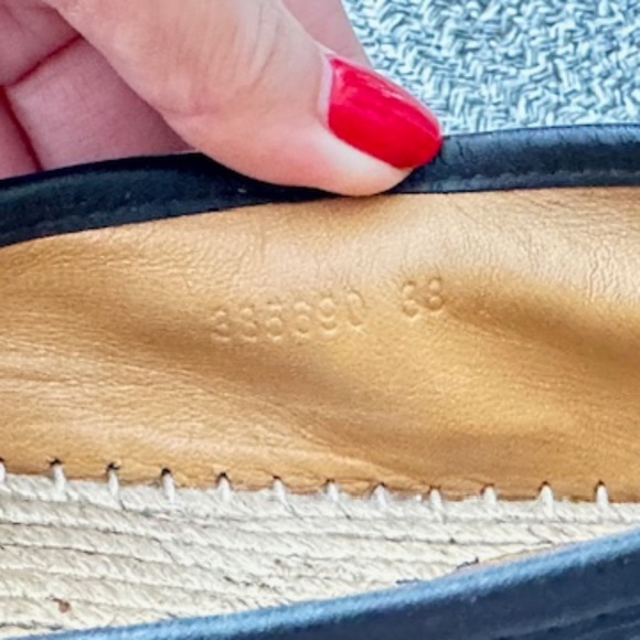 GUCCI GUCCISSIMA GG LOGO BLACK LEATHER ESPADRILLE SHOES 38 - Picture 6 of 7